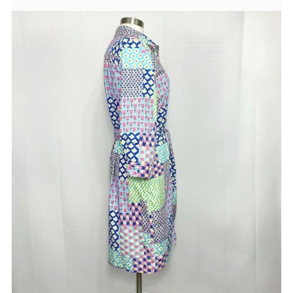 Talbots Island Patchwork Belted Shirtdress Size 10 - Picture 5 of 7